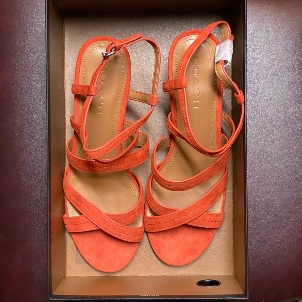 New Coach Terri Lux Suede Deep Coral
